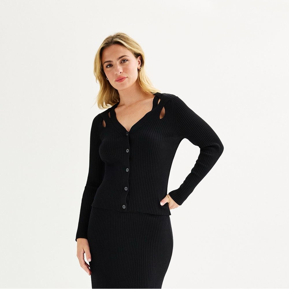 RACHEL Rachel Roy Black Cardigan Sweater